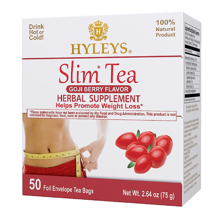 Hyleys Slim Tea Weight Loss Herbal Supplement with Goji Berry - Cleanse and Detox - 50 Tea Bags (6 Pack)