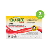 NaturesPlus Hema-Plex Iron - 30 Sustained Release Tablets, Pack of 3-85 mg Elemental Iron - Total Blood Health - with Vitamin C & Bioflavonoids - Vegan, Gluten Free - 90 Total Servings