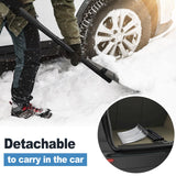 Snow Push Shovel for Driveway, Heavy Duty Aluminum Snow Shovel - 67" Long Handle Ergonomic Metal Snow Removal Shovel, Portable for Car Trunk Home Garage Backyard Walkway Parking