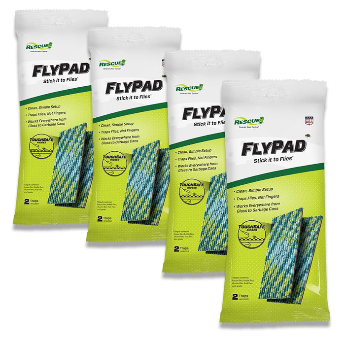 RESCUE! FlyPad – Sticky Fly Traps for Indoor & Outdoor Use - 4 Pack (8 Traps)