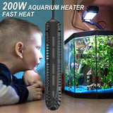 HiTauing Aquarium Heater, 200W Fish Tank Heater with LED Digital Display & 5 Safety Protection, Submersible Aquarium Heater with 2 Suction Cup and 5.9Ft Cord for 20-40 Gallon Fish Tank.