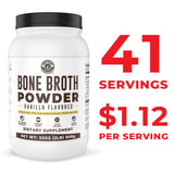 32oz Vanilla Bone Broth Protein Powder From Grass Fed Beef - Non-GMO Ingredients, Gut-Friendly, Low Carb Dairy Free Protein Powder - Natural Collagen Source For Joint Support - Keto Friendly