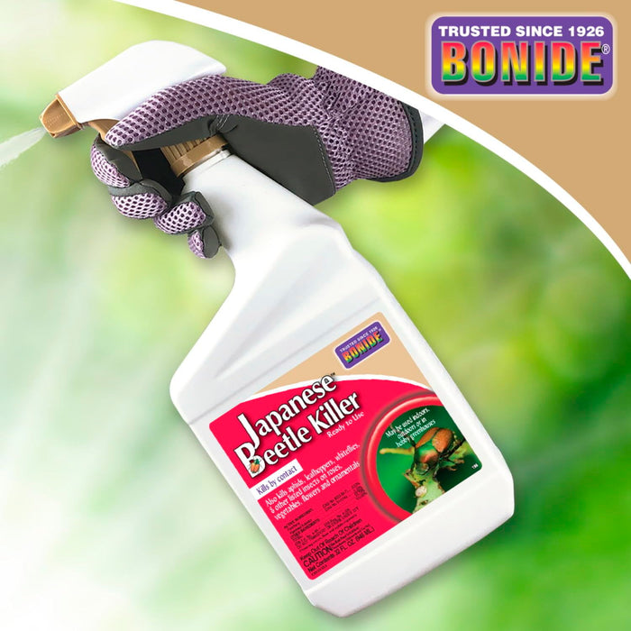 Bonide Japanese Beetle Killer Ready-to-Use Spray, 32 oz Indoor Outdoor Insecticide for Residential Use, Kills by Contact