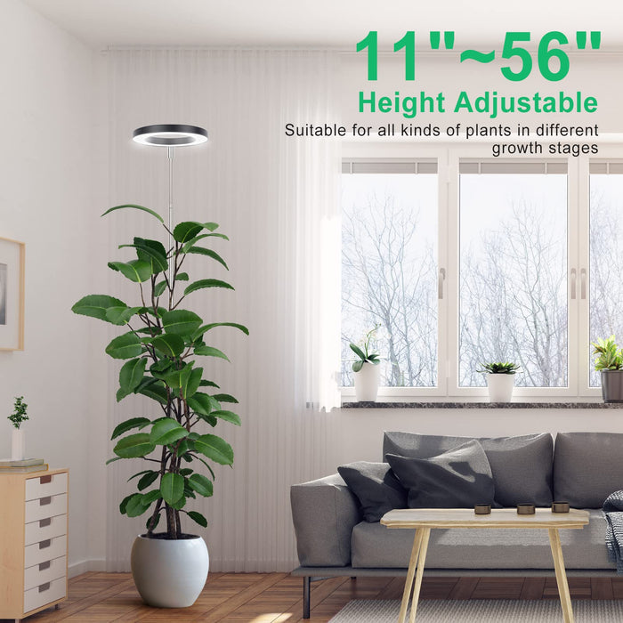 LORDEM Plant Grow Light, Full Spectrum Plant Light for Indoor Plants, Brightness Adjustable LED Growing Lamp with Auto On/Off Timer 4H/8H/12H, Height Adjustable, 2 Packs of Black