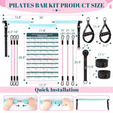 Pilates Bar Kit with Resistance Bands, Multifunctional Yoga Pilates Bar with Heavy-Duty Metal Adjustment Buckle, Portable Home Gym Pilates Resistance Bar for Women Full Body Workouts(20-150LBS)-Blue