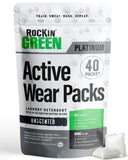 Rockin' Green Laundry Detergent Pods, Plant based, All Natural Laundry Detergent Pods, Vegan and Biodegradable Odor Fighter, Safe for Sensitive Skin (Active Wear 40 Pods - Unscented)