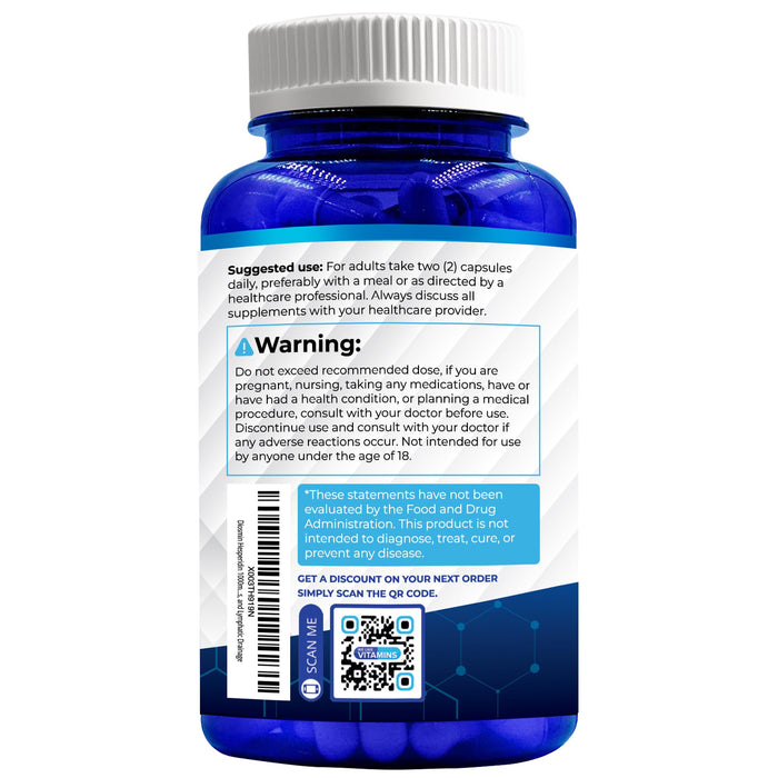 We Like Vitamins Diosmin Hesperidin 1000mg – 180 Capsules – 90 Day Supply - Diosmin and Hesperidin Supplement – Helps to Support Healthy Circulation, Veins, Capillaries, and Lymphatic Drainage