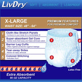 LivDry Ultimate XL Adult Incontinence Underwear, High Absorbency, Leak Cuff Protection, X-Large, 12-Pack