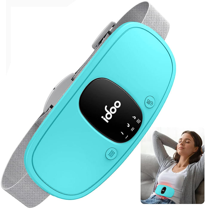 iDOO Heating Pad for Period Cramps, FSA HSA Eligible, Portable Cordless Heating Pad, Electric Waist Belt Device for Cramps Pain with 3 Heat Levels and 3 Massage Modes, Valentines Day Gifts (Blue)