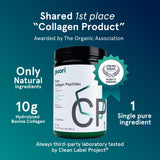 Puori - CP1 Pure Collagen Peptides Powder - Hair, Skin, Nails - Joint, Bones Support - Hydrolyzed Protein, Unflavored, 30 Servings