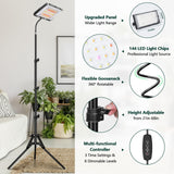 LBW Grow Lights for Indoor Plants, 144 LEDs Full Spectrum Standing Plant Grow Light with 4/8/12H Timer, 6 Dimmable Levels,68" Adjustable Tripod, Floor Grow Lamp for Tall Large Indoor Plants Growing