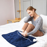 New 2023 Ambershine Weighted Heating Pad 17''x33'' XXXL King Size, 6lbs with Fast-Heating Technology&10 Temperature Settings, Pain Relief for Back/Neck/Shoulders/Abdomen/Legs (Dark Blue)