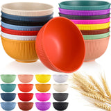 Tioncy Set of 16 Cereal Bowls Plastic 22 oz Reusable Wheat Straw Bowls Dishwasher and Microwave Safe Unbreakable Lightweight Bowls for Soup Salad Rice Noodles Oatmeal Camping Kids Toddler Elderly