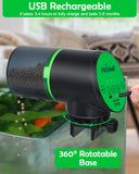 Petbank Automatic Fish Feeder for Aquarium - Rechargeable Food Dispenser for Fish Tank, Vacation Fish Feeder Timer with USB Charger Cable