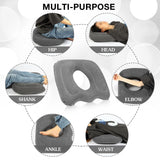 Leinuosen 1 Pc Inflatable Seat Cushion 18.1'' x 15.7'' x 4.7'' Portable Lift Donut Pillow Height Adjustable Hemorrhoid Pillow for Tailbone Back Pain Bed Sore Home Car Chair Wheelchair Sitting, Gray
