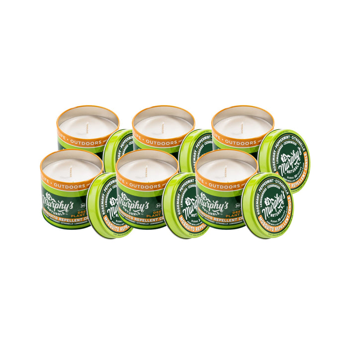 Murphy’s Naturals Mosquito Repellent Candle | DEET Free | Made with Plant Based Essential Oils and a Soy/Beeswax Blend | 30 Hour Burn Time | 9oz | 6 Pack