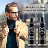 Beard Shampoo and Beard Conditioner for Men, Naturally Derived Ingrediets Beard Wash Set Cleanse Softens & Conditions with Organic Argan and Jojoba Beard Oils, Sulfate & Paraben Free - Striking Viking