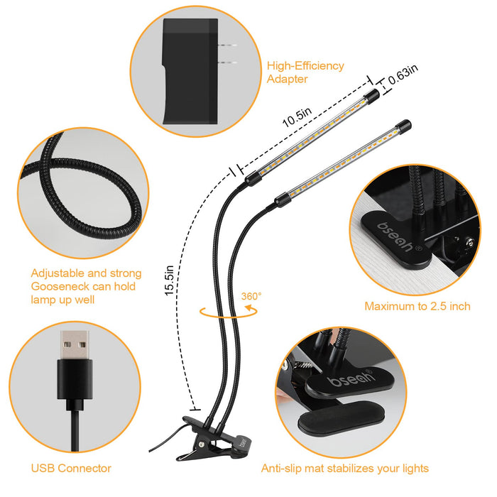 bseah Grow Light Plant Lights for Indoor Plants, Full Spectrum Plant Grow Lights, 10 Dimmable Levels Auto ON & Off with 3/9/12H Timer