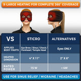 sticro Sinus Relief Mask Moist Heat with 3 Temp Settings, Ex-Large Headache Mask Electric Face Heating Pad for Sinus Pressure Relief, Migraine, Tension Headache Relief Black