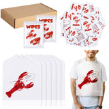 100 Pcs Crab Bib Lobster Bib Wet Wipe Bundle 50 Pcs Disposable Adult Bibs 50 Pcs Moist Towelettes for Seafood Fest (Lobster)