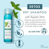 Klorane Detox Dry Shampoo with Aquatic Mint, All Hair Types, Invisible Finish, Cooling, Paraben & Sulfate-Free, 3.2 oz.