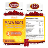 2 Pack Maca Root Gummies 2000mg for Women & Men with Ginseng, Fenugreek & Magnesium for Natural Energy, Mood & Immune Support-120 Vegan Mixed Berry Flavored Gummies