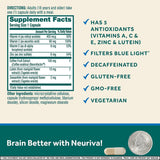 NEURIVA Brain + Eye Support Capsules (30 Count in a Box), with Vitamins A C E, Zinc, Zeaxanthin, Antioxidants, Filters Blue Light, Decaffeinated, Vegetarian, Gluten & GMO Free (Pack of 2)