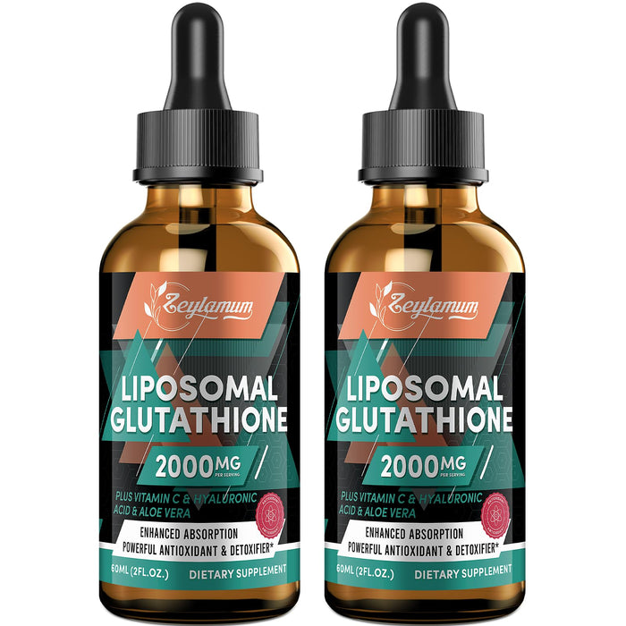 2000MG Liposomal Glutathione Liquid Drops, Enhanced Absorption, Glutathione Supplement, with Vitamin C, Hyaluronic Acid, L-Glutathione, Non-GMO Antioxidant for Liver Detox, Immune System, 4.05 OZ