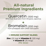 Quercetin with Vitamin C and Zinc - Quercetin 500mg - Quercetin with Bromelain - Zinc Quercetin - 120 Veggie Caps. Quercetin Supplements + Vitamin D3 (Non-GMO, Gluten-Free, Vegan) 2 Month Supply