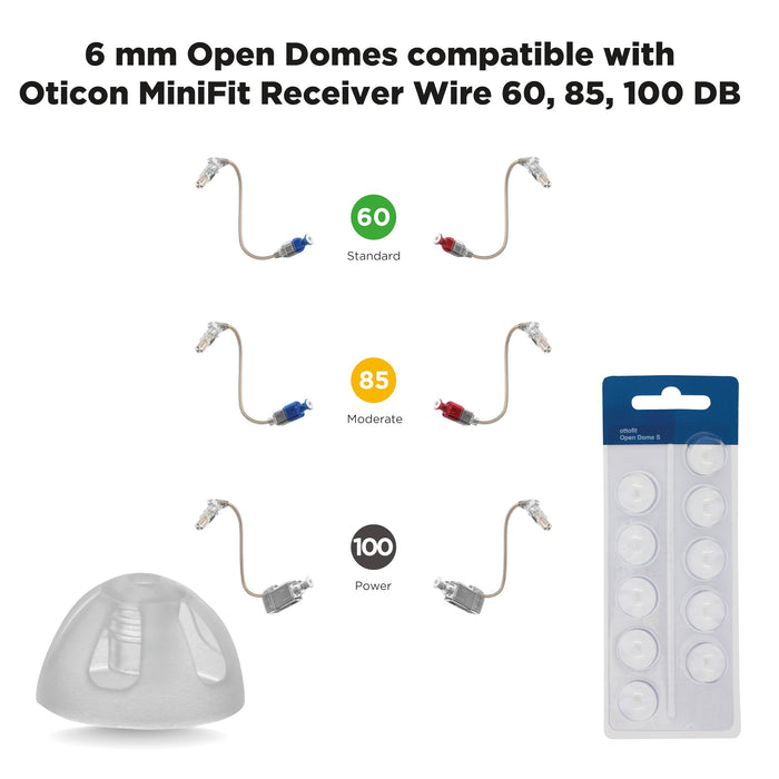 Oticon Replacement Domes for MiniRite Hearing Aids (6mm Open)