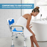 Bcareself Shower Chair with Arms with Unique Heavy Duty Crossbar Supports Bath Chair with Back Bariatric Bath Stool Safety Handicap Shower Chair for Disabled Elderly Seniors Height Adjustable