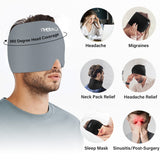 iTHERAU Migraine Ice Head Wrap, Migraine Relief Cap, Headache Relief Hat for Migraine, Cold Therapy Headache Cap Eyes Mask Gray Headache Ice Pack for Puffy Eyes, Tension, Sinus & Stress Relief