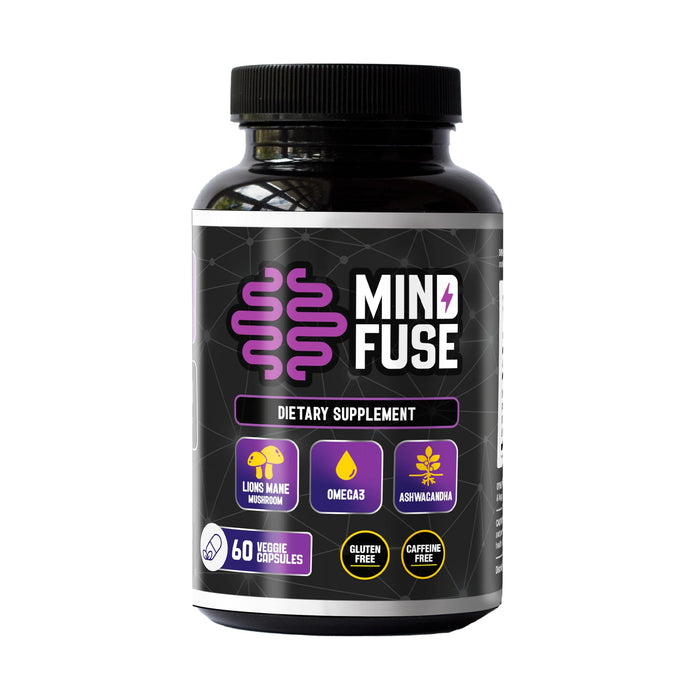 Mind Fuse Nootropics Memory Support Supplement - (60 Capsules) - Lions Mane, Ashwagandha, Omega 3, L-Theanine - Gluten & Alpha GPC Free - Ideal for Boosting Mind, Focus & Memory