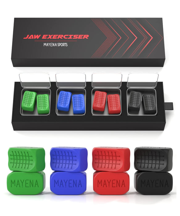 Mayena Sports Jaw Exerciser for Men & Women | 4 Resistance Levels Silicone Jawline Exerciser Tablets| Core Strength Upgraded Model | Powerful Trainer for Multi-Level Users | Slims& Tones the Face