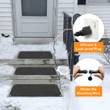 mestyl 3 Pcs Snow Melting Mat Outdoor, 10" x 30" Heated Snow Melting Mats, Non-Slip Heated Ice and Snow Carpet with Power Cord, Heated Walkway Mat for Winter Outdoor Stairs, Sidewalks, Garages, Decks