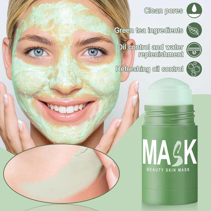 NKICAW Deep Cleanse Green Tea Mask, Poreless Deep Cleanse Green Tea Face Mask, Green Tea Mask Stick Blackhead Remover, Green Tea Mask Clay Stick Face Mask (4 Pcs)