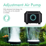 hygger Quietest Aquarium Air Pump, Adjustable Oxygen Pump 2 Air Outlets Ultra Silent Powerful Aerator Pump Up to 600Gallon Fish Tank 255GPH 10W