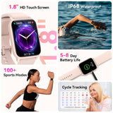 Gydom Smart Watches for Women Answer & Dial Call, Alexa Built-in 1.8" Touch Screen Activity Trackers with Fitness Heart Rate Sleep Monitor, 100 Sports Modes, IP68 Waterproof for iPhone Android