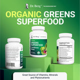 Dr. Berg's Greens Superfood Cruciferous Vegetable Tablets - Vegetable Supplements for Adults w/ 11 Phytonutrient Super Greens Tablets - Energy, Immune System & Liver Veggie Tablets - 250 Tablets
