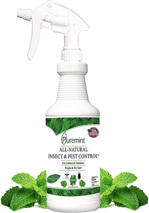 Puremint Insect & Pest Control, Powerful & Natural 5% Peppermint Oil Spray for Ants, Spiders, Bed Bugs, Dust Mites, Roaches and More - Indoor and Outdoor Use, 16 fl oz Pint