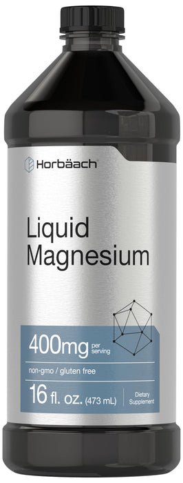 Liquid Magnesium 400 mg | 16 oz | Vegetarian, Non-GMO & Gluten Free Supplement | by Horbaach