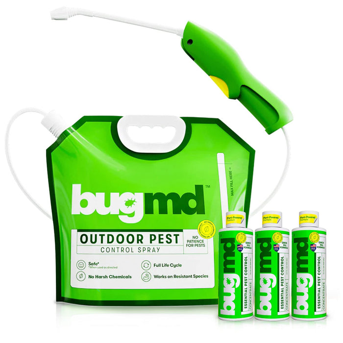 BugMD Blaster Kit - 3 Pest Control Essential Oil Concentrates 3.7 oz and 1 Power Blaster - Plant-Powered Bug Spray for Home, Insect Killer, Ant Killer for House, Flea Spray for Home, Roach Spray