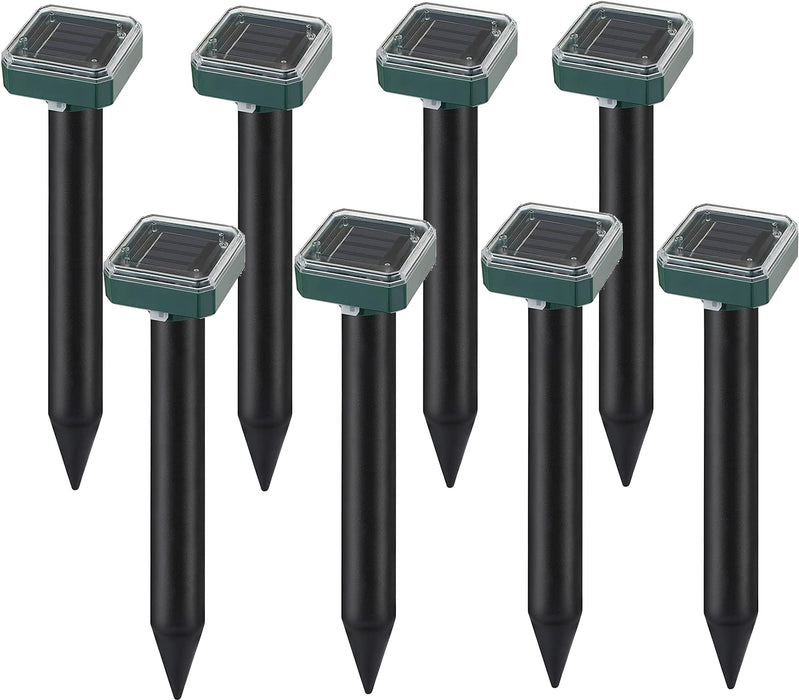 Mole Repellent 8 Pack Ultrasonic Solar Powered Animal Repellent for Outdoor Lawn Garden for Snakes, Moles, Gophers, Groundhogs, Voles and Other Burrowing Rodents