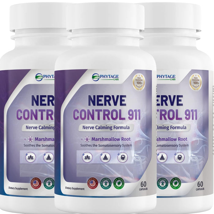 Phytage Labs Nerve Control 911 - Natural Plant Based Nerve Health Supplement - 3 Pack