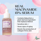 DERMALOGY by NEOGENLAB Cherry Blossom Real Serum Edition Real Vitamin C Serum (1.12 Fl Oz) & Real Niacinamide 15% Firming Serum (1.12 Fl Oz) & Real Bakuchiol Serum (1.12 Fl OZ)