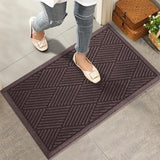 HIYARD Durable Front Door Mat, Absorbent Muddy Dirt Resist Welcome Door Mats Outdoor Indoor, Stain and Fade Resistant, Non-Slip Rubber Backing Low Profile Doormat for Entryway, 30×17, Coffee