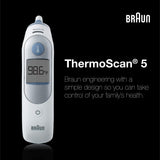 Braun Digital Ear Thermometer for Babies, Kids, Toddlers and Adults, ThermoScan 5 IRT6500, Display is Digital and Accurate, Thermometer for Precise Fever Tracking at Home