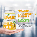 NOAVII Creatine Monohydrate Gummies 5000mg for Men & Women, Chewables Creatine Monohydrate for Muscle Strength, Muscle Builder, Energy Boost, Pre-Workout Supplement(90 Count)-Pineapple