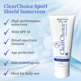 ClearChoice Travel Size SPF 45 Sunscreen - Minimizes Superficial Fine Lines, Waterproof, Sweatproof, Non-Comedogenic, for Daily Use & Under Makeup, Zinc Oxide Sun Block, For All Skin Types, PABA-Free