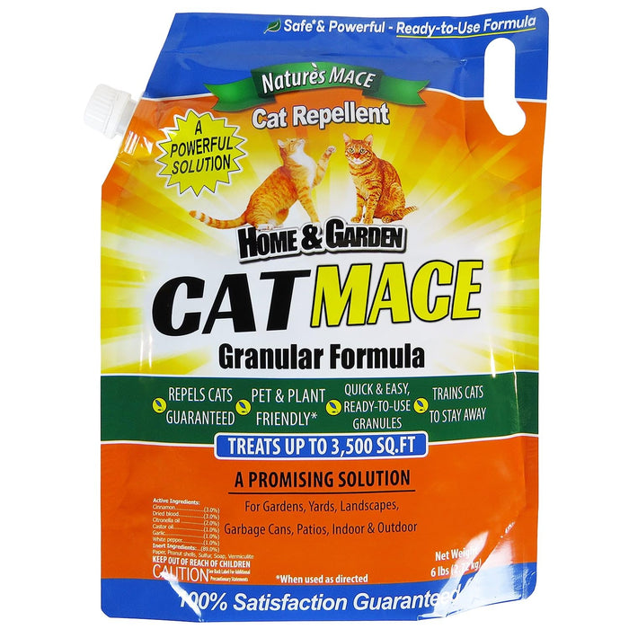 Nature's MACE Cat Repellent 6LB / Treats 3,500 Sq. Ft. / Keep Cats Out of Your Lawn and Garden/Train Your Cat to Stay Out of Bushes/Safe to use Around Children & Plants